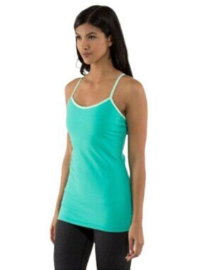 Lululemon Teal Power Y Tank Top, Contrasting Racerback Strap, Self Bra Size 6